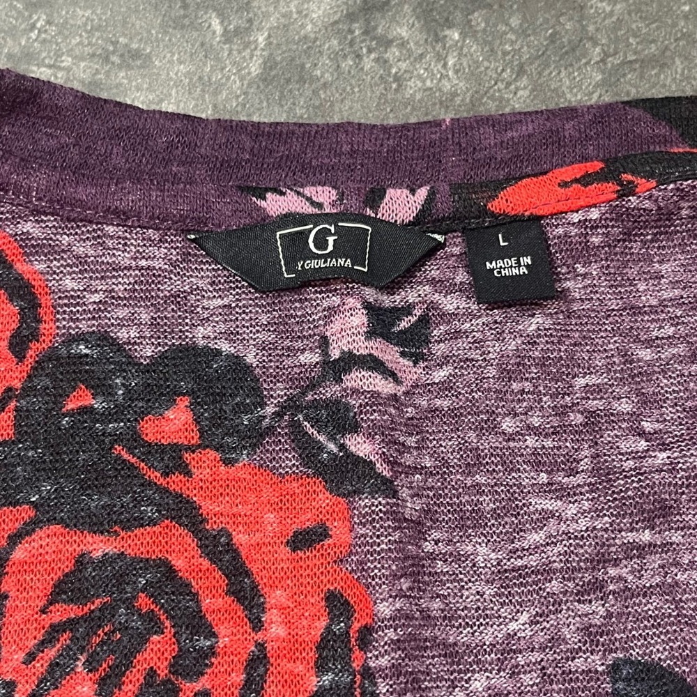 G by Giuliana Rose Floral Duster Cardigan Longline Knit Large Boho Romantic - Picture 3 of 6